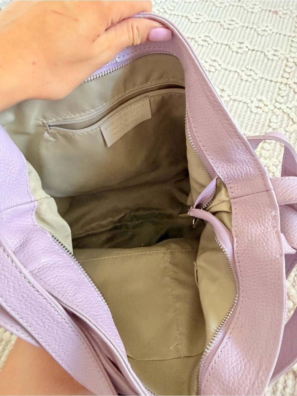 Borse in Pelle Italian Leather Lilac Lavender Hobo Shoulder Bag - Picture 4 of 5